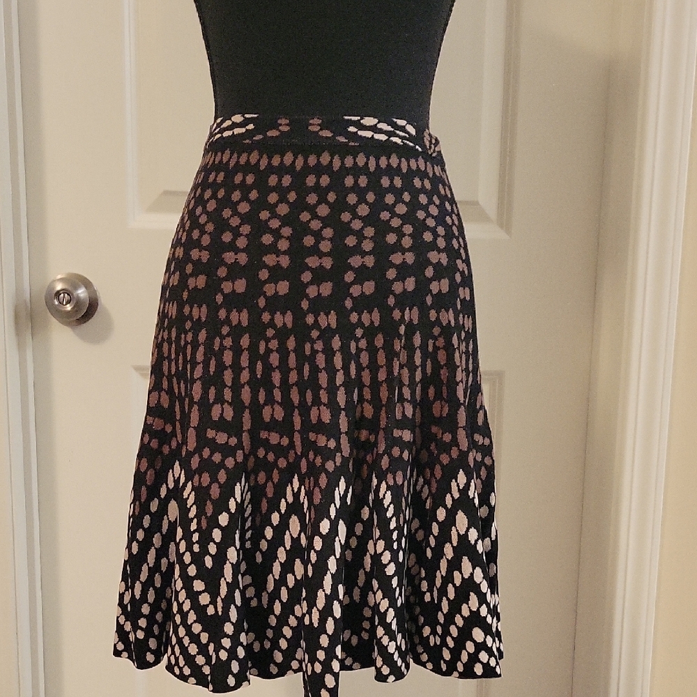 BCBGeneration Black and Pink A-Line Skirt